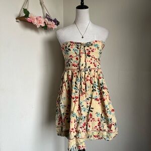 Y2K Strapless Cherry print Dress size m